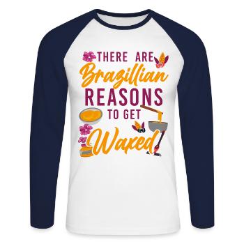 Cute Esthetician Skincare - Unisex Baseballshirt langarm - Weiß/Navy - Vorne - Nik (191cm)