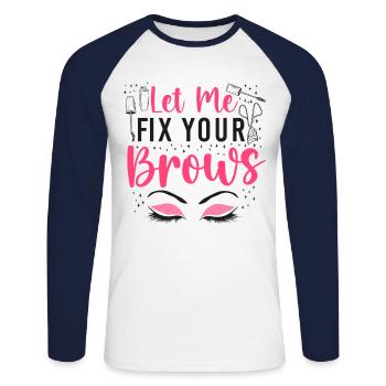 Esthetician Skincare Beautician - Unisex Baseballshirt langarm - Weiß/Navy - Vorne - Nik (191cm)