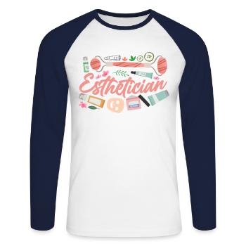 Cute Licensed Esthetician Skincare - Unisex Baseballshirt langarm - Weiß/Navy - Vorne - Nik (191cm)