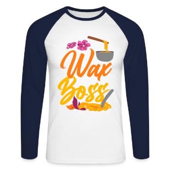 Cute Esthetician Skincare - Unisex Baseballshirt langarm - Weiß/Navy - Vorne - Nik (191cm)