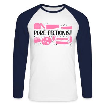 Cute Esthetician Skincare - Unisex Baseballshirt langarm - Weiß/Navy - Vorne - Nik (191cm)