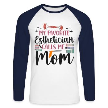 Cute Licensed Esthetician Skincare - Unisex Baseballshirt langarm - Weiß/Navy - Vorne - Nik (191cm)
