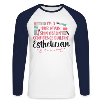 Cute Licensed Esthetician Skincare - Unisex Baseballshirt langarm - Weiß/Navy - Vorne - Nik (191cm)