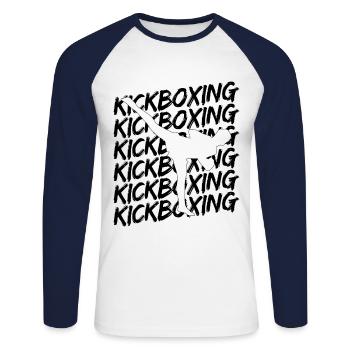 Kickboxing - Unisex Baseballshirt langarm - Weiß/Navy - Vorne - Nik (191cm)