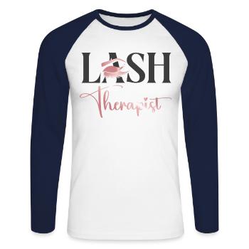 Esthetician Skincare Beautician - Unisex Baseballshirt langarm - Weiß/Navy - Vorne - Nik (191cm)