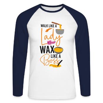 Cute Esthetician Skincare - Unisex Baseballshirt langarm - Weiß/Navy - Vorne - Nik (191cm)