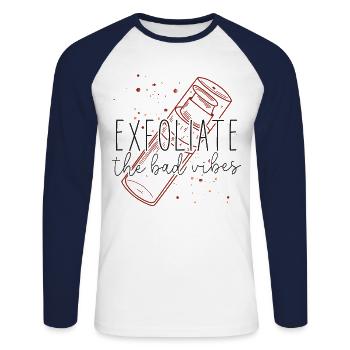 Soins de la peau d’esthéticienne agréée mignonne - T-shirt baseball manches longues Homme - blanc/marine - Devant - Nik (191cm)