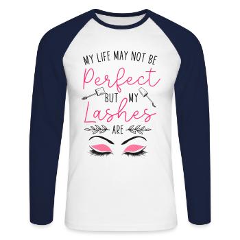 Esthetician Skincare Beautician - Unisex Baseballshirt langarm - Weiß/Navy - Vorne - Nik (191cm)