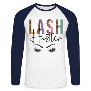 Esthetician Skincare Beautician - Unisex Baseballshirt langarm - Weiß/Navy - Vorne - Nik (191cm)