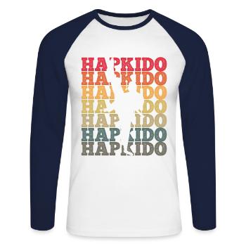Koreanischer Kampfsport Hapkido - Unisex Baseballshirt langarm - Weiß/Navy - Vorne - Nik (191cm)