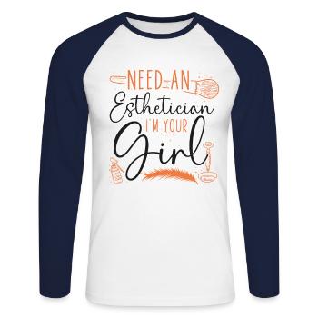 Cute Licensed Esthetician Skincare - Unisex Baseballshirt langarm - Weiß/Navy - Vorne - Nik (191cm)