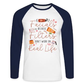 Cute Licensed Esthetician Skincare - Unisex Baseballshirt langarm - Weiß/Navy - Vorne - Nik (191cm)