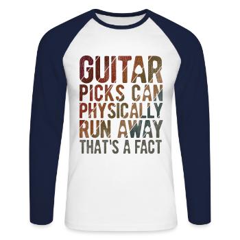 Akustik Spruch Für E-Gitarre Konzert Gitarre - Unisex Baseballshirt langarm - Weiß/Navy - Vorne - Nik (191cm)