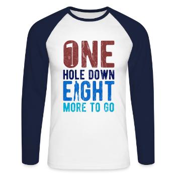 Golfplatz zum Golfen Golf - Unisex Baseballshirt langarm - Weiß/Navy - Vorne - Nik (191cm)