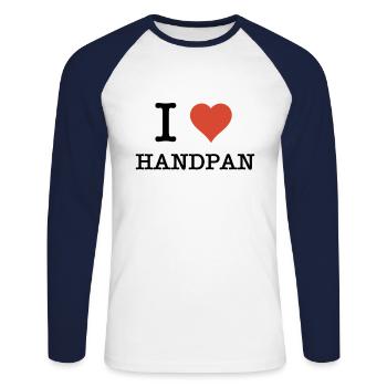 I Love Handpan Player - Unisex Long Sleeve Baseball T-Shirt - white/navy - Front - Nik (191cm)