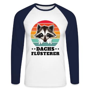 Dachs Flüsterer Retro Geschenk - Unisex Baseballshirt langarm - Weiß/Navy - Vorne - Nik (191cm)