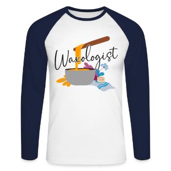 Cute Esthetician Skincare - Unisex Baseballshirt langarm - Weiß/Navy - Vorne - Nik (191cm)