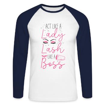 Esthetician Skincare Beautician - Unisex Baseballshirt langarm - Weiß/Navy - Vorne - Nik (191cm)