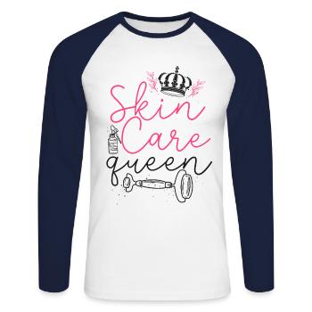 Cute Esthetician Skincare - Unisex Baseballshirt langarm - Weiß/Navy - Vorne - Nik (191cm)