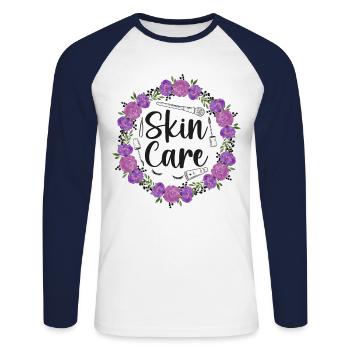 Cute Esthetician Skincare - Unisex Baseballshirt langarm - Weiß/Navy - Vorne - Nik (191cm)