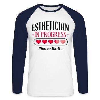 Cute Licensed Esthetician Skincare - Unisex Baseballshirt langarm - Weiß/Navy - Vorne - Nik (191cm)