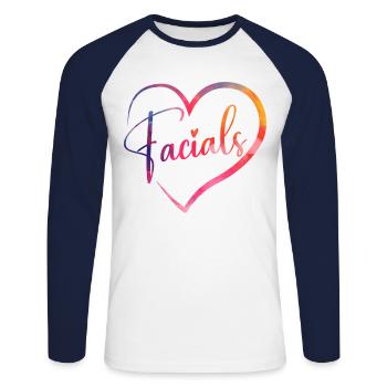 Cute Esthetician Skincare - Unisex Baseballshirt langarm - Weiß/Navy - Vorne - Nik (191cm)