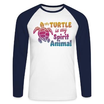 Sea Turtle Tortoise Watercolor My - Unisex Long Sleeve Baseball T-Shirt - white/navy - Front - Nik (191cm)