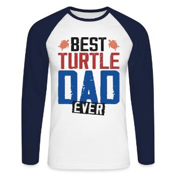 Sea Turtle Tortoise Dad Best - T-shirt baseball manches longues Homme - blanc/marine - Devant - Nik (191cm)