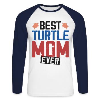 Tortue de mer Tortue Maman Best - T-shirt baseball manches longues Homme - blanc/marine - Devant - Nik (191cm)