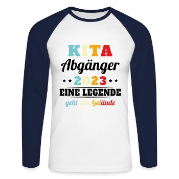 Kita Abgänger 2023 Schule Kind Schule - Unisex Baseballshirt langarm - Weiß/Navy - Vorne - Nik (191cm)