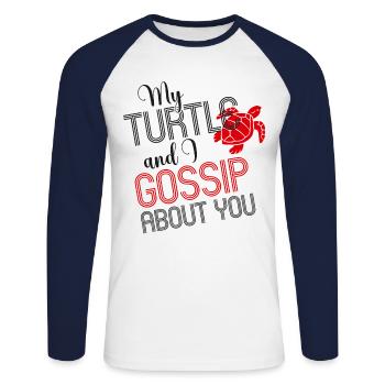Tortue de mer Tortue Ma Tortue et - T-shirt baseball manches longues Homme - blanc/marine - Devant - Nik (191cm)