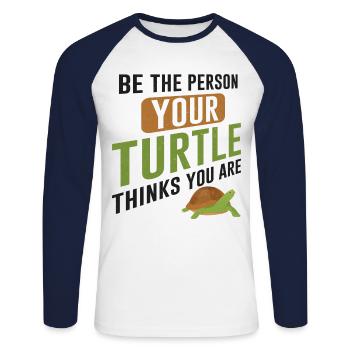 Sea Turtle Tortoise Be The Person - Unisex Baseballshirt langarm - Weiß/Navy - Vorne - Nik (191cm)