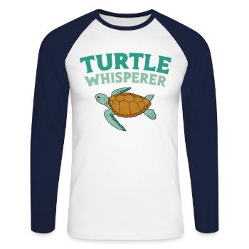 Sea Turtle Tortoise Turtle - Unisex Baseballshirt langarm - Weiß/Navy - Vorne - Nik (191cm)