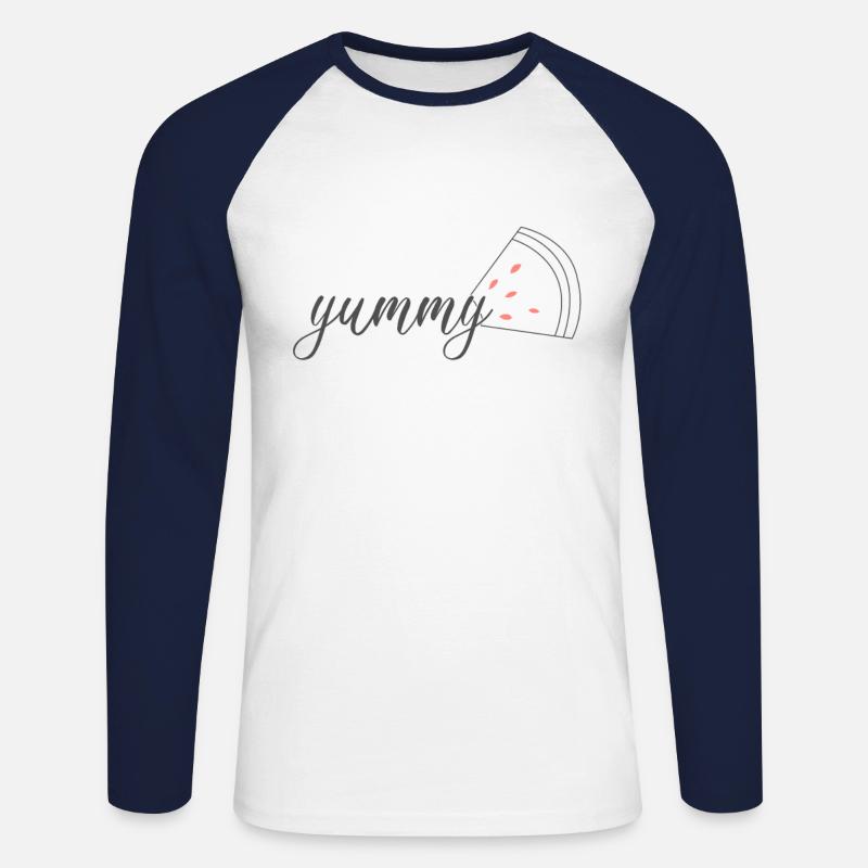 Wassermelone yummy - Unisex Baseballshirt langarm - Weiß/Navy