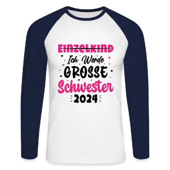 Ich Werde Eine Große Schwester 2024 - Unisex Baseballshirt langarm - Weiß/Navy - Vorne - Nik (191cm)