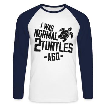Sea Turtle Tortoise I Was Normal 2 - Unisex Baseballshirt langarm - Weiß/Navy - Vorne - Nik (191cm)