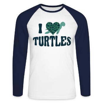 Sea Turtle Tortoise Heart I Love - Unisex Baseballshirt langarm - Weiß/Navy - Vorne - Nik (191cm)
