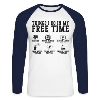 Sea Turtle Tortoise Things I Do In - Unisex Baseballshirt langarm - Weiß/Navy - Vorne - Nik (191cm)