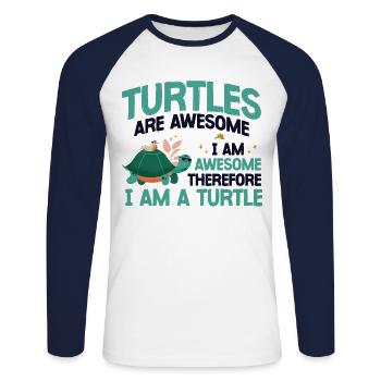 Sea Turtle Tortoise Turtles Are - Unisex Baseballshirt langarm - Weiß/Navy - Vorne - Nik (191cm)