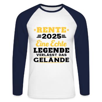 Humor Geschenk Rentner 2025, Rentner Im Jahr 2025 - Unisex Baseballshirt langarm - Weiß/Navy - Vorne - Nik (191cm)