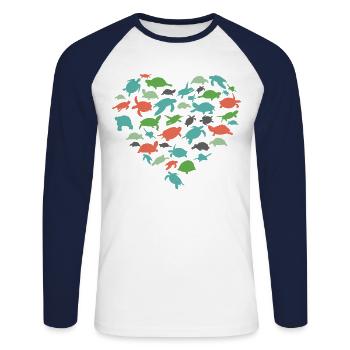 Sea Turtle Tortoise Heart - Unisex Baseballshirt langarm - Weiß/Navy - Vorne - Nik (191cm)