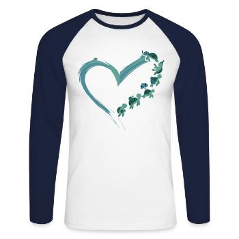 Sea Turtle Tortoise Heart - Unisex Baseballshirt langarm - Weiß/Navy - Vorne - Nik (191cm)