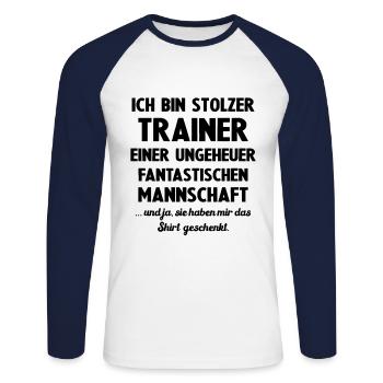 Lustiges Trainer Geschenk - Unisex Baseballshirt langarm - Weiß/Navy - Vorne - Nik (191cm)