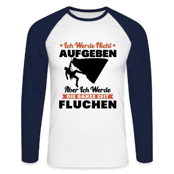 Klettern Ich werde nicht aufgeben fluchen Bouldern - Unisex Baseballshirt langarm - Weiß/Navy - Vorne - Nik (191cm)