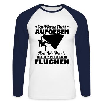 Klettern Ich werde nicht aufgeben fluchen Bouldern - Unisex Baseballshirt langarm - Weiß/Navy - Vorne - Nik (191cm)