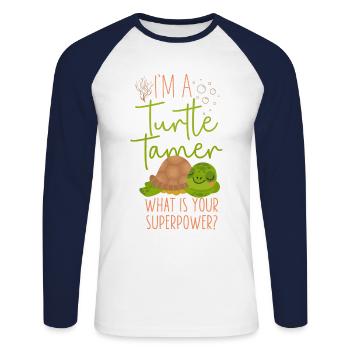 Sea Turtle Tortoise I'm A Turtle - Unisex Baseballshirt langarm - Weiß/Navy - Vorne - Nik (191cm)
