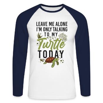 Tortue de mer Laissez-moi tranquille - T-shirt baseball manches longues Homme - blanc/marine - Devant - Nik (191cm)