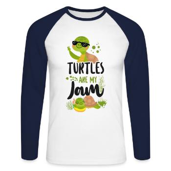 Sea Turtle Tortoise Sunglasses - Unisex Baseballshirt langarm - Weiß/Navy - Vorne - Nik (191cm)