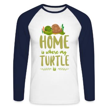 La maison des tortues de mer est l’endroit où - T-shirt baseball manches longues Homme - blanc/marine - Devant - Nik (191cm)