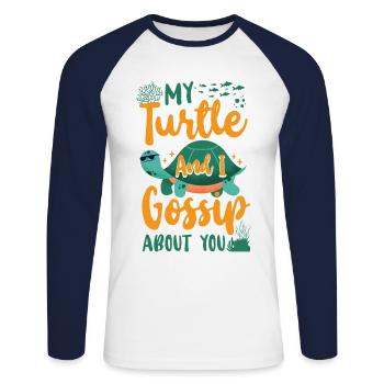 Tortue de mer Tortue Ma Tortue et - T-shirt baseball manches longues Homme - blanc/marine - Devant - Nik (191cm)